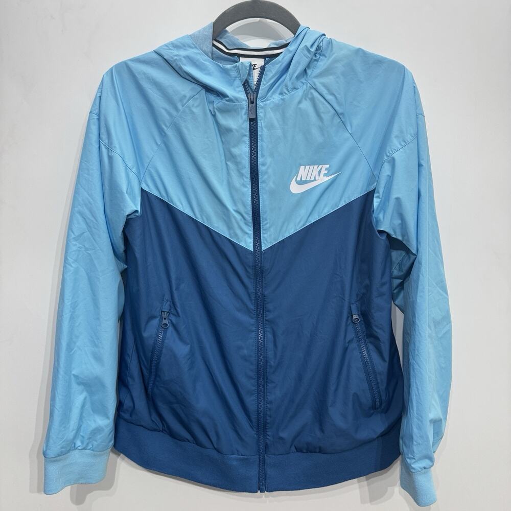 Nike Sportswear Big Kids Windrunner Hooded Jacket Sz L Blue Colorblock Lined